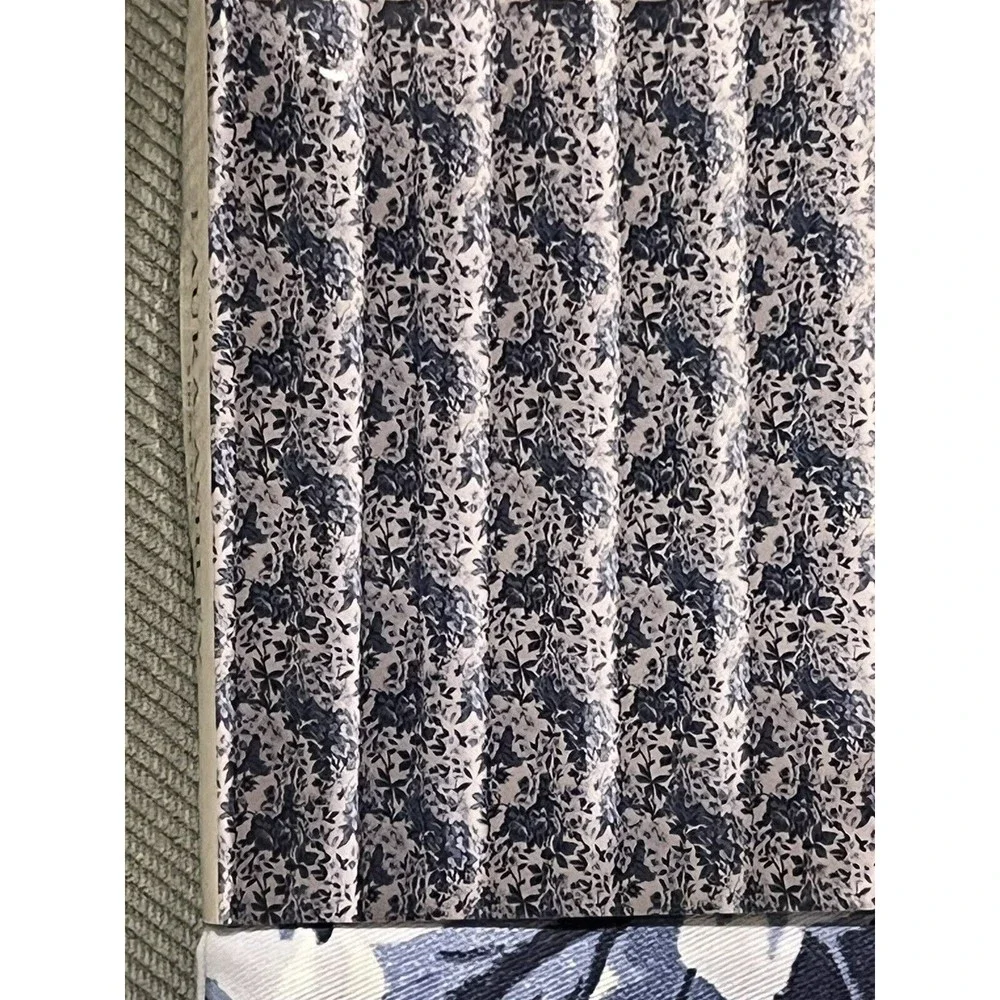 Laura Ashley Fabric Shower Curtain Floral Blue White - NEW